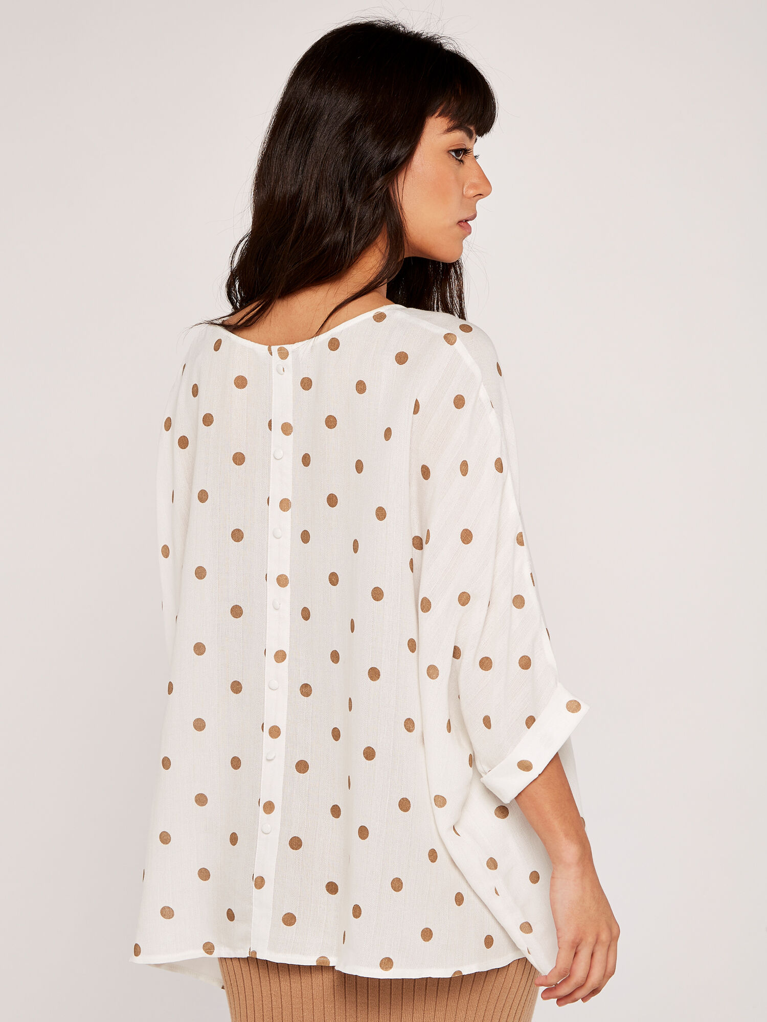 Beige polka dot top new arrivals