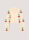 Chunky Knit Cherry Cardigan, Cream, large