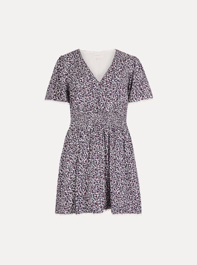 Ditsy Floral Gold Foil Mini Dress