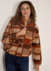 Soft Boucle Check Jacket, Brown, large