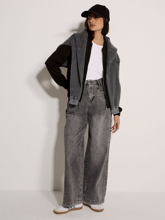 Lightweight Woven Bomber Jacket, Black, large