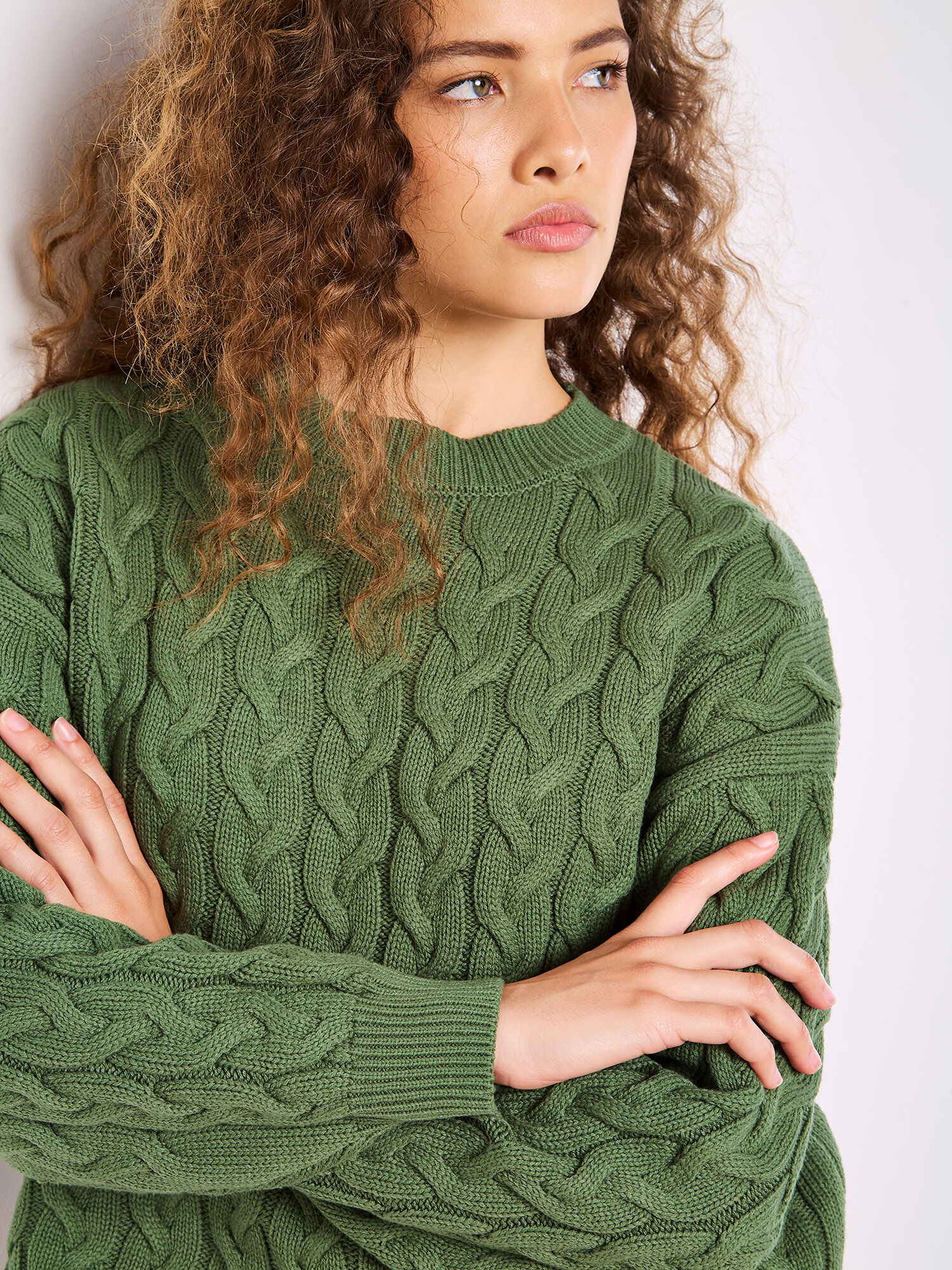 Cotton Blend Cable Knit Jumper | Apricot Clothing