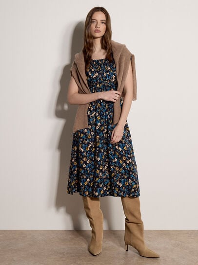 Ditsy Milkmaid Midi Dress