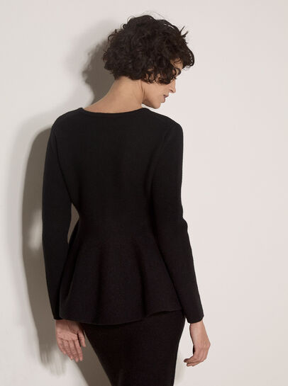 Peplum Hem Rbbed Knit Cardigan