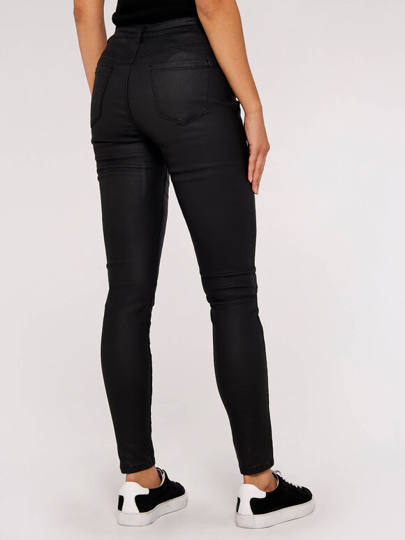 Sienna Coated Skinny Jeans, Black, large