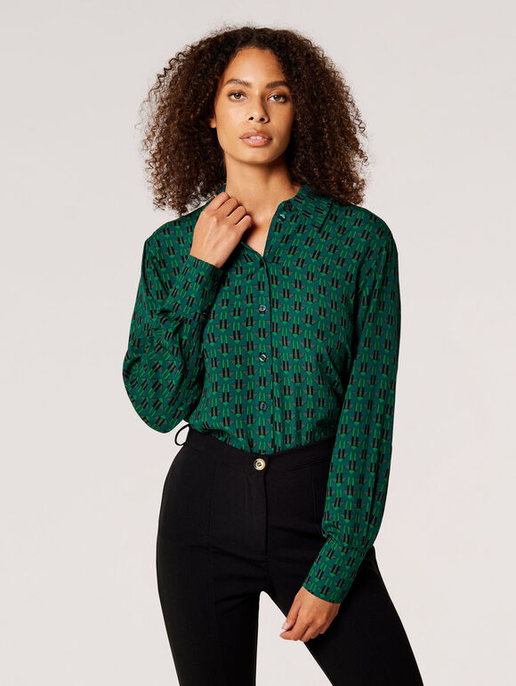 Chemise à diamants géométriques, vert, grand