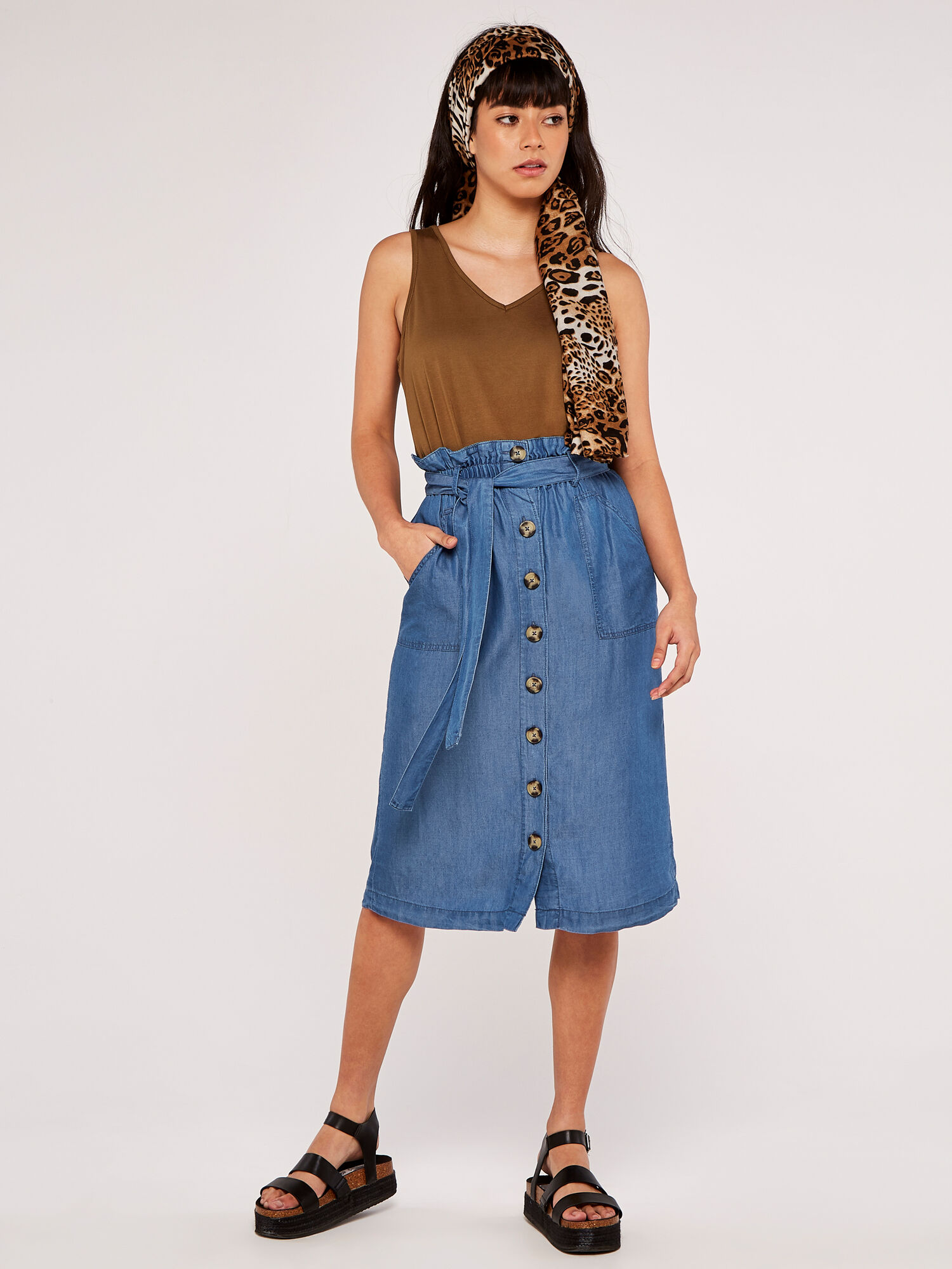 Paperbag button skirt cheap
