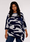 Curve Zebra  Batwing Top, Navy, large