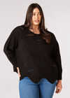 Curve Swirl Knit Batwing Jumper, Noir, grand