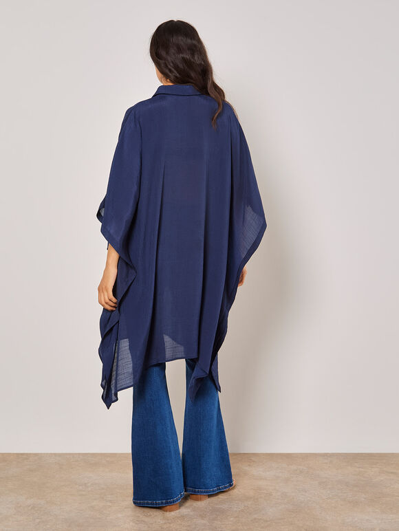 Oversized Textured Kaftan, Navy, large