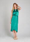 Halter Neck Wrap Dress, Green, large