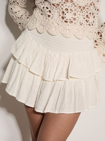 Tiered Smock Waist Mini Skort