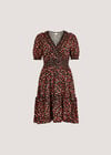 Ditsy Floral Smocked Mini Dress, Orange, large