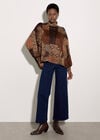 Patchwork Tapestry Roll Neck Top, Rust, large