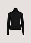Super-Soft Turtleneck Jersey Top, Black, large