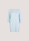 Soft-Touch Batwing Waffle Knit Top, Blue, large