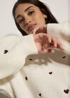 Embroidered Heart Jumper, Cream, large