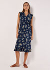 Ditsy Floral Print Midi Dress, Navy, large