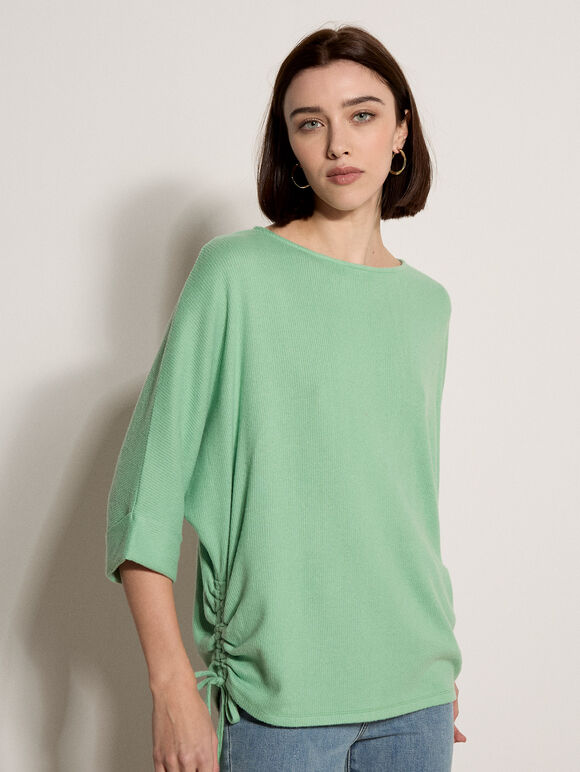 Soft Touch Drawstring Batwing Top, Mint, large