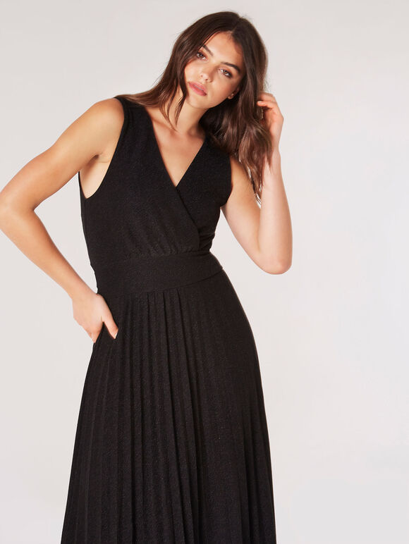 Robe Maxi Plissée Sparkle, Noir, grand