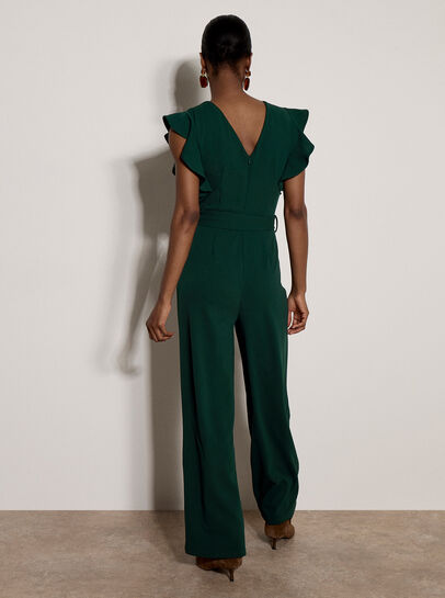 Ruffle Sleeve Jersey Jumpsuit
