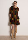 Textured Check Knit Midi Dress, Khaki, large