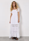 Floral Lace Milkmaid Maxi Dress, White, large