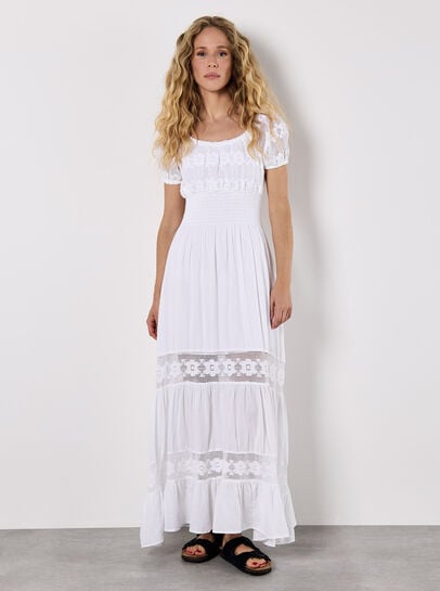 Floral Lace Milkmaid Maxi Dress