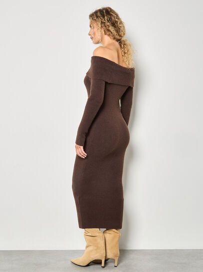 Fluffy Bardot Midaxi Dress