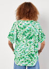 Tropical Leaf Print Pleat Top, Cream, large