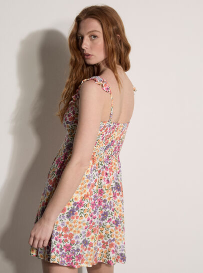 Vintage Floral Ruffle Mini Dress