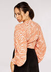 Zebra crop knot top, Coral, large