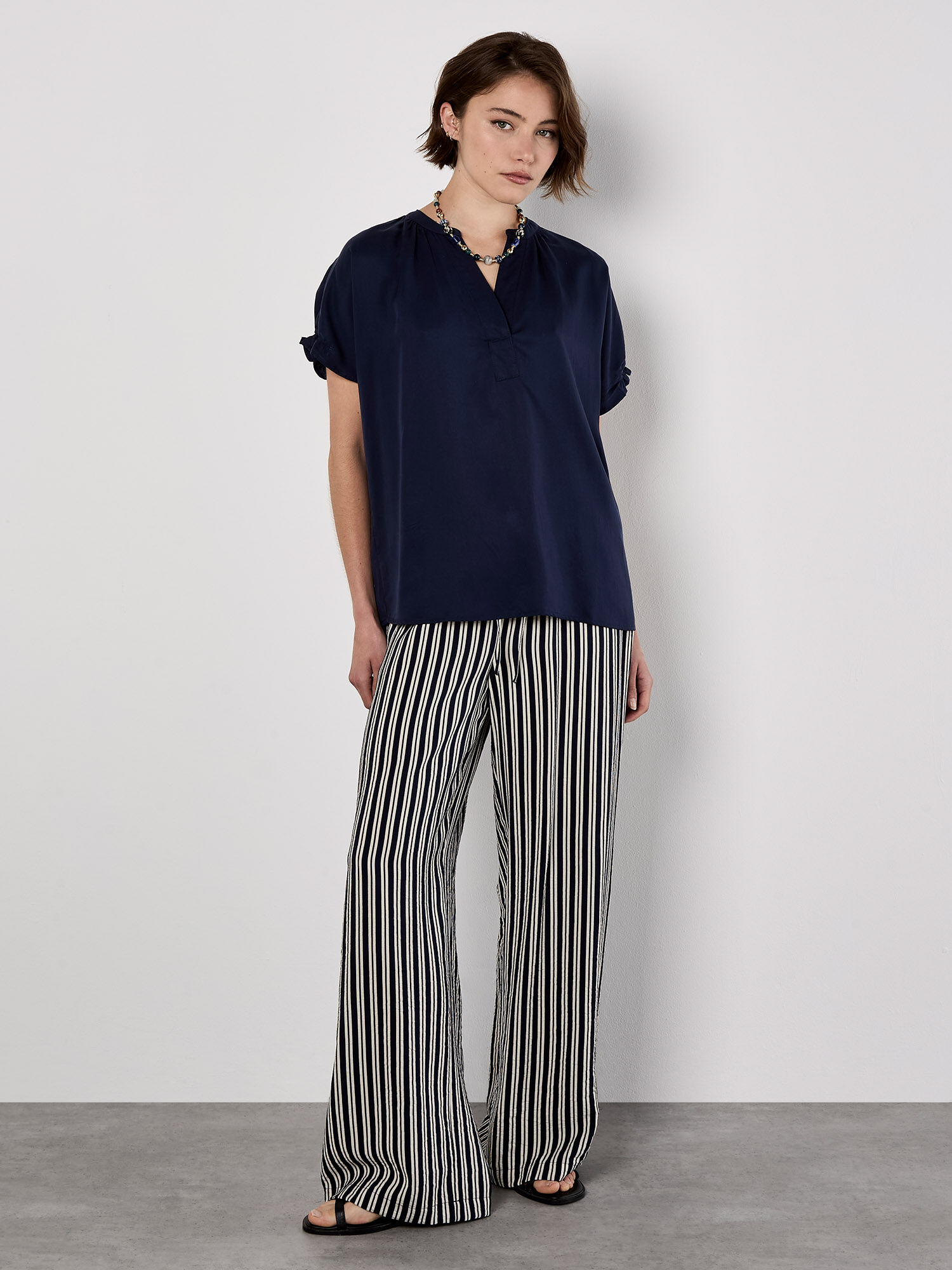 【LOULOUSEOUL】Vacation Stripe Pants (Apricot) Trousers | Womenswear | Apricot Clothing