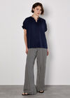 Wide Leg Stripe Trousers, Navy, large