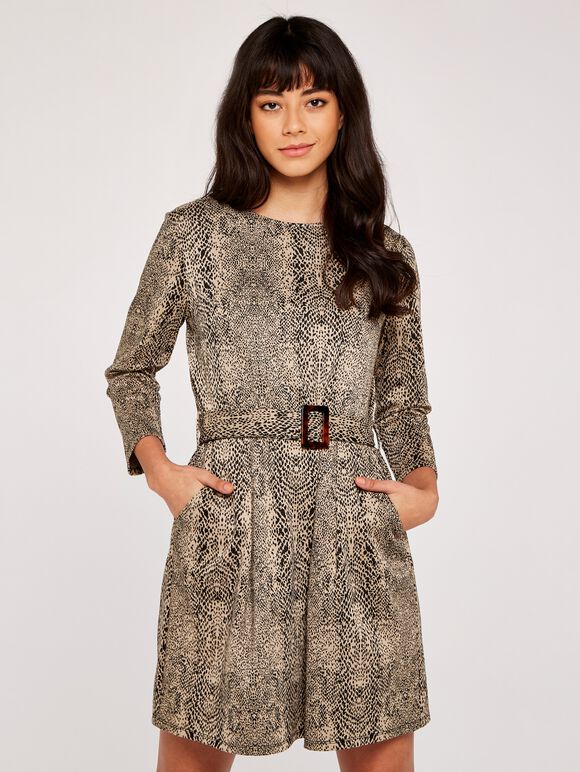 Snake Print Dress, Stone, large