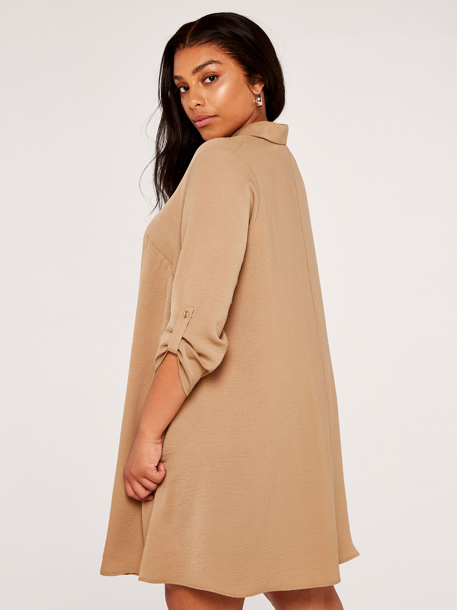 Curve Shirt Swing Dress | Apricot UK