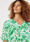 Tropical Leaf Print Pleat Top, Cream, large