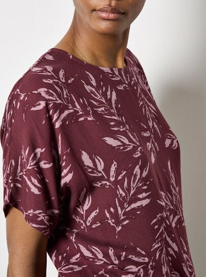 Leaf Print Woven T-Shirt