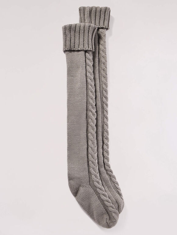 Long Leg Warming Socks, Grey, large