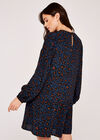 Tiered Babydoll Crew Neck Dress, Navy, large