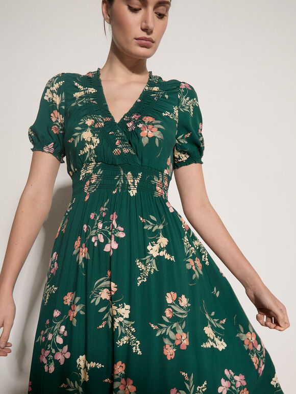 Watercolour Floral Maxi Dress, Green, large