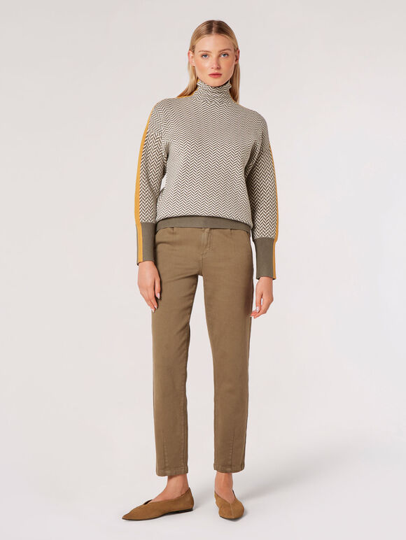 Colour Pop Chevron  Jumper, Khaki, large