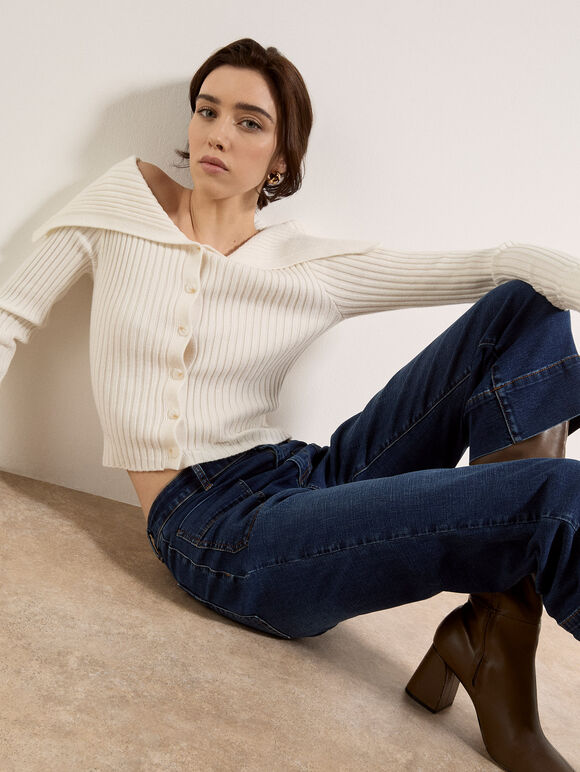 Ani Cropped Flare Jeans, Blue, large