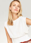 Shirred Waist Crop Top, White, large