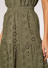 Broderie Anglaise Midi Skirt, Khaki, large