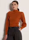 Plait Mesh Sleeve Jumper, Rust, large