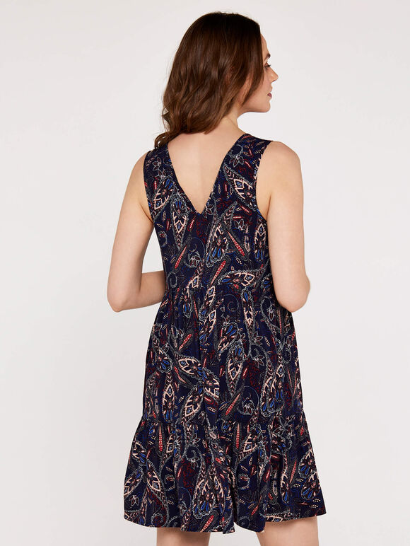 Paisley Button Down Dress, Navy, large