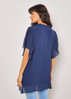 Ruffle Tiered Tunic Top, Navy, large