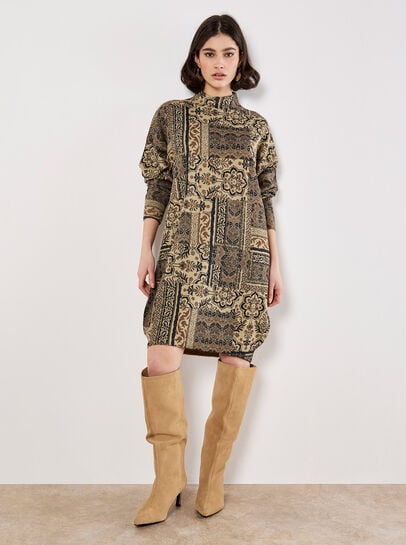 Ikat Patchwork Oversized Jumper Mini Dress