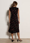 Ditsy Floral Ruffle Midi Dress, Black, large